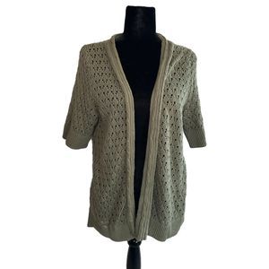 Croft & Barrow Olive Green Short Sleeve Knit Cardigan, Medium, Pre-owned